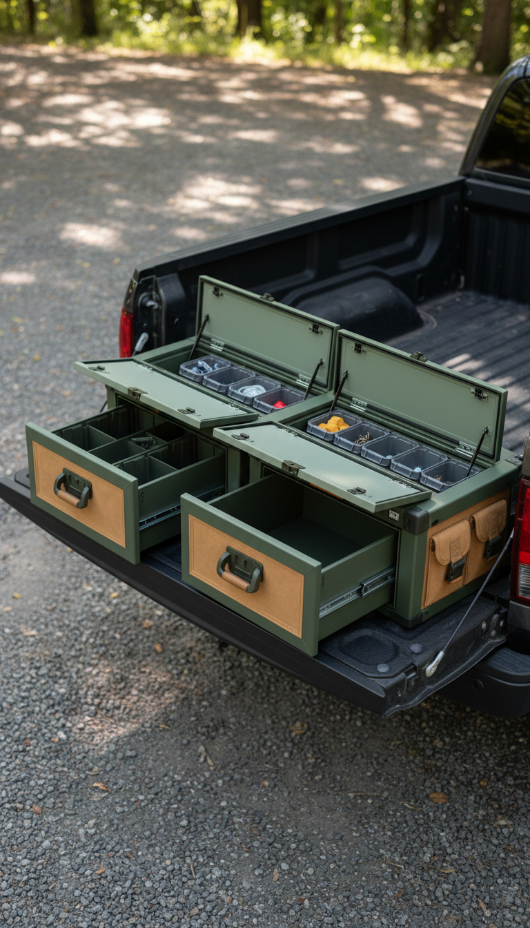 Modular Truck Bed Storage With Slide-Out Drawers