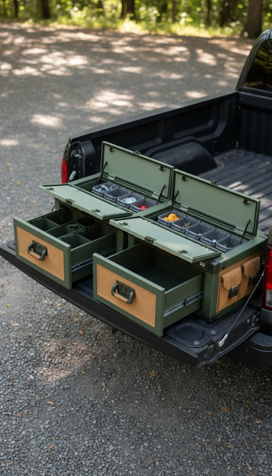 Modular Truck Bed Storage With Slide-Out Drawers