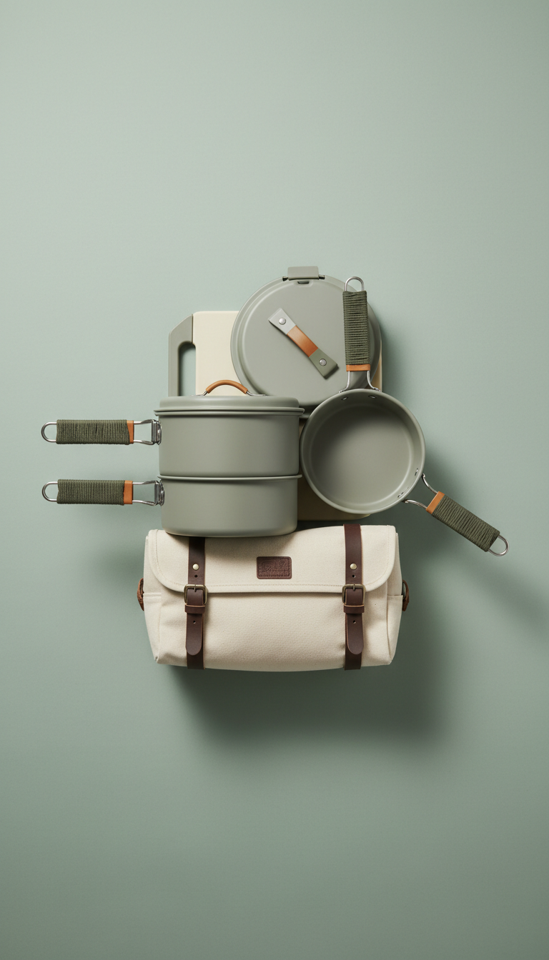 Heavy-Duty Camp Cookware Set With Folding Handles